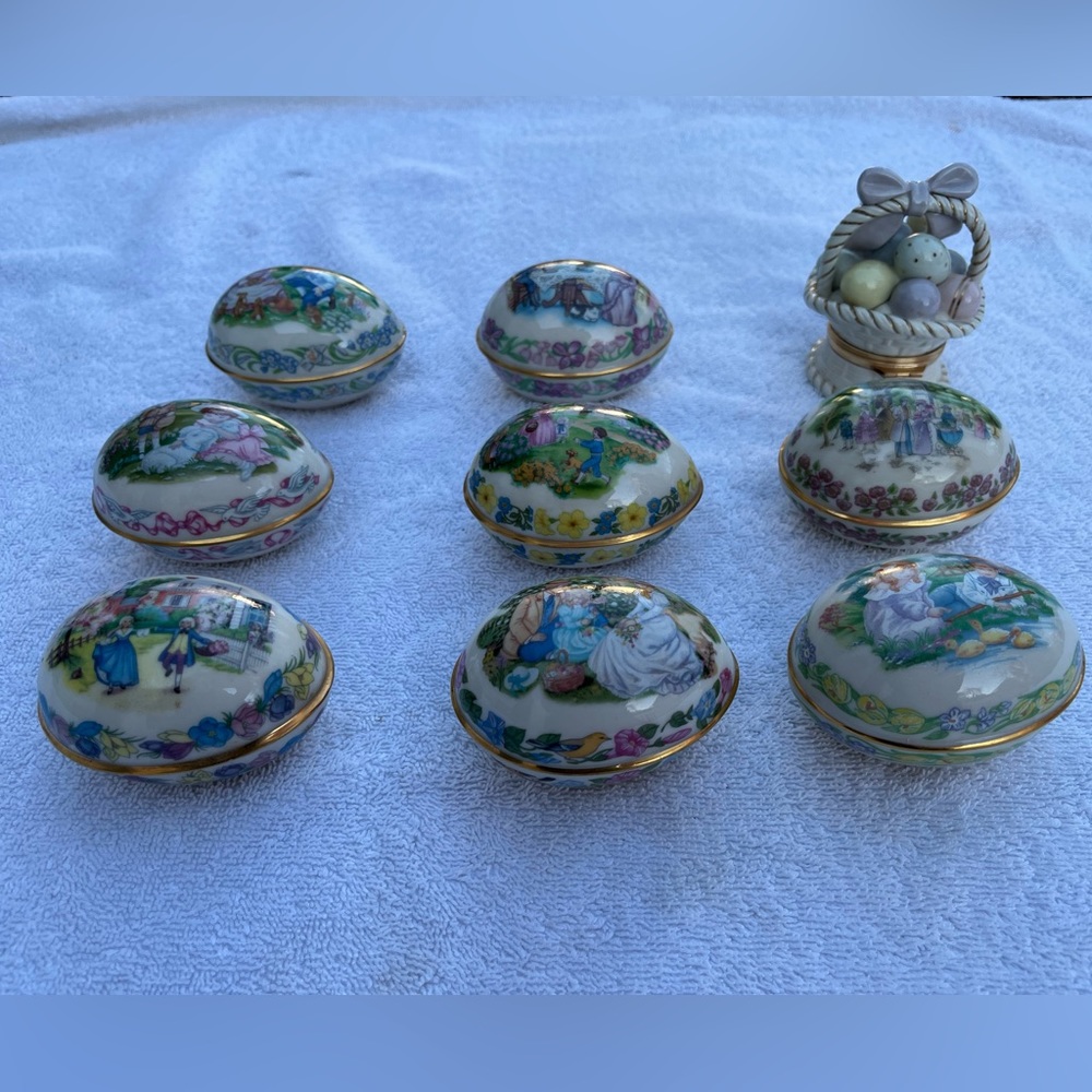 Vintage Lenox Easter Egg Collectibles + Lenox Treasures Easter Basket (No boxes)